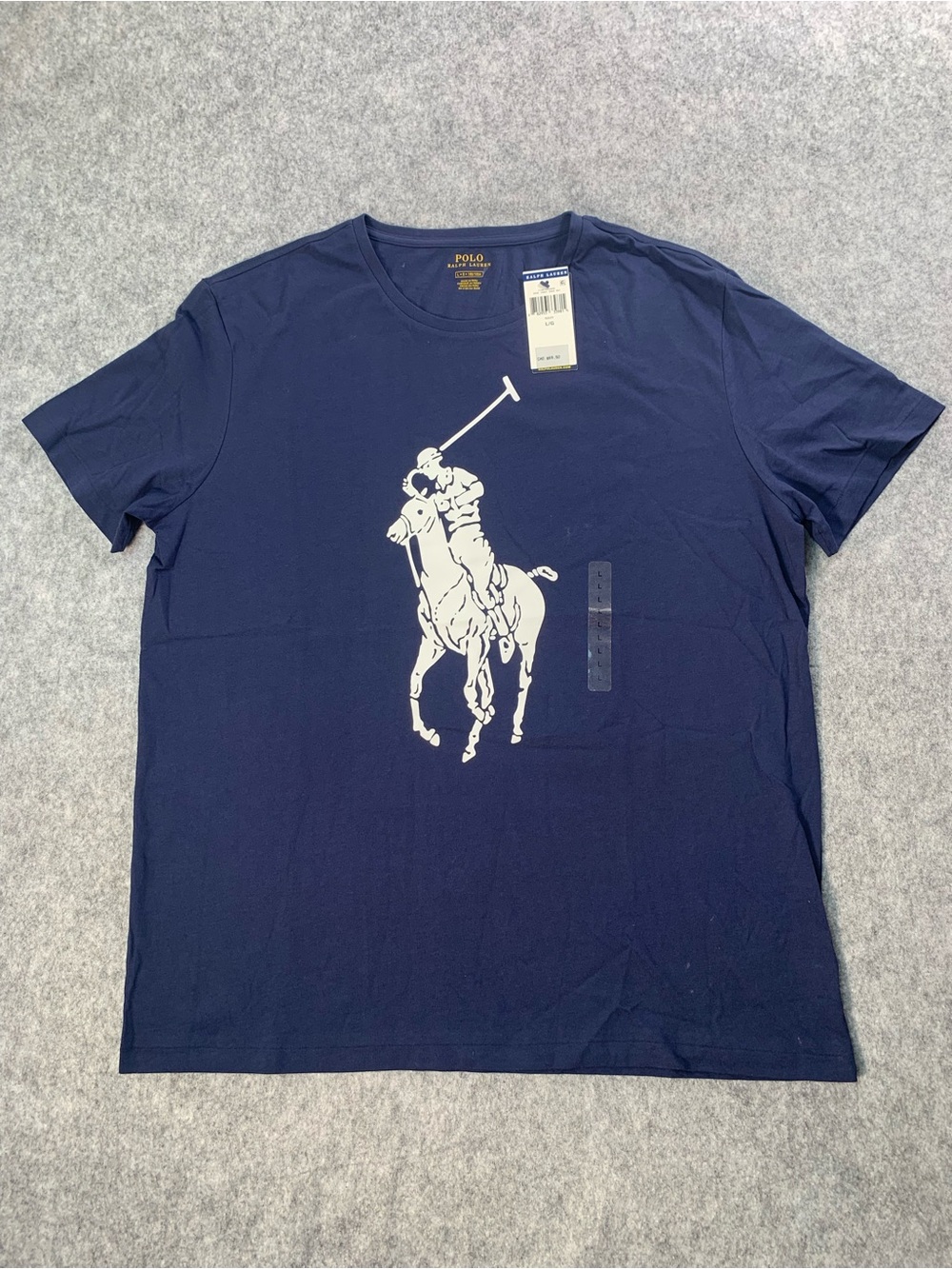 Ralph Lauren Navy Short Sleeve Crew with White Big Pony Graphic